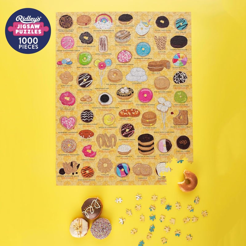Ridley's Donut Lover's 1,000-Piece Jigsaw Puzzle â€“ Donut Puzzle with Fun and Bright Illustration, Sturdy Storage Tube Included â€“ Activity Puzzle â€“ Makes a Great Gift - Image 2